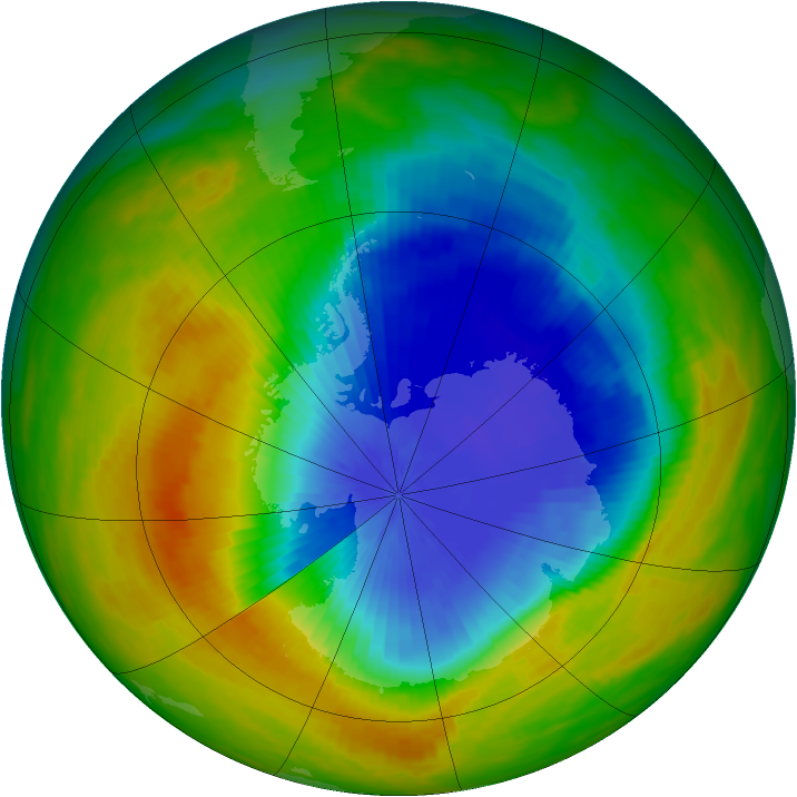 Antarctic ozone map for 04 November 1989
